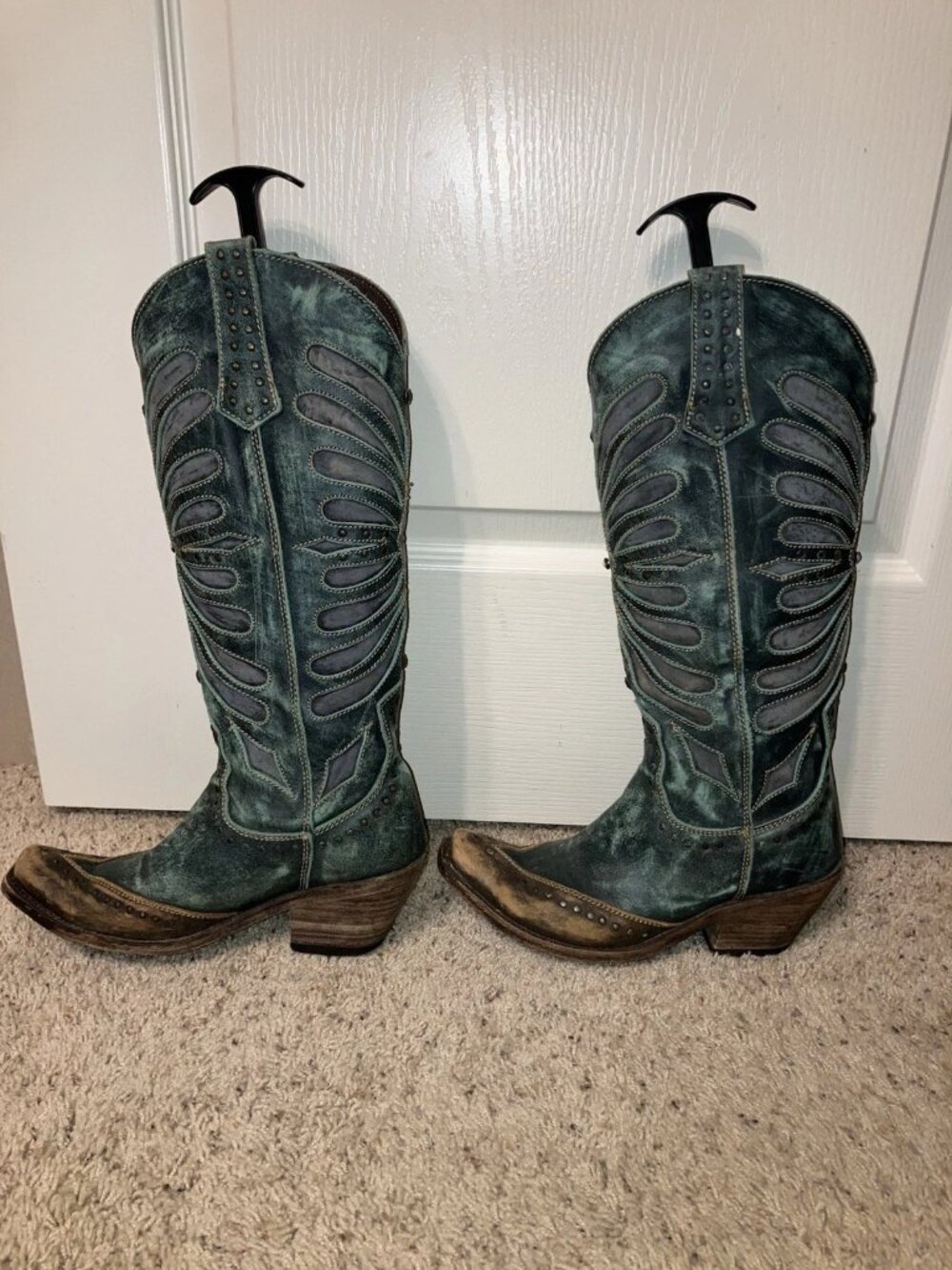 LIBERTY BLACK Boots TURQUEZA LB711510 Distressed INLAY Studs BOHO Chic - Sz 7.5